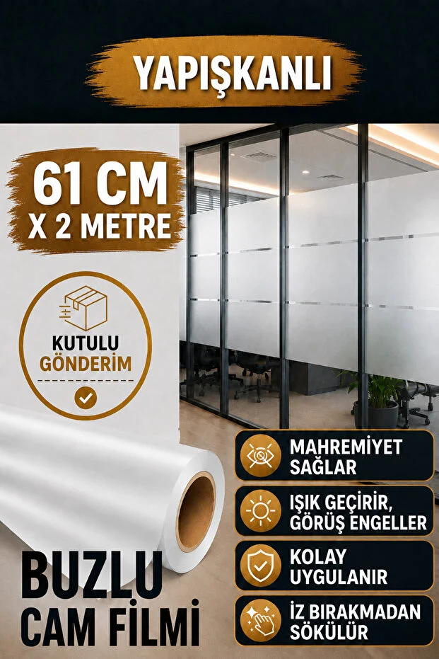 Buzlu Cam Filmi 61 Cm X 2 Metre Cam Kumlama Folyosu